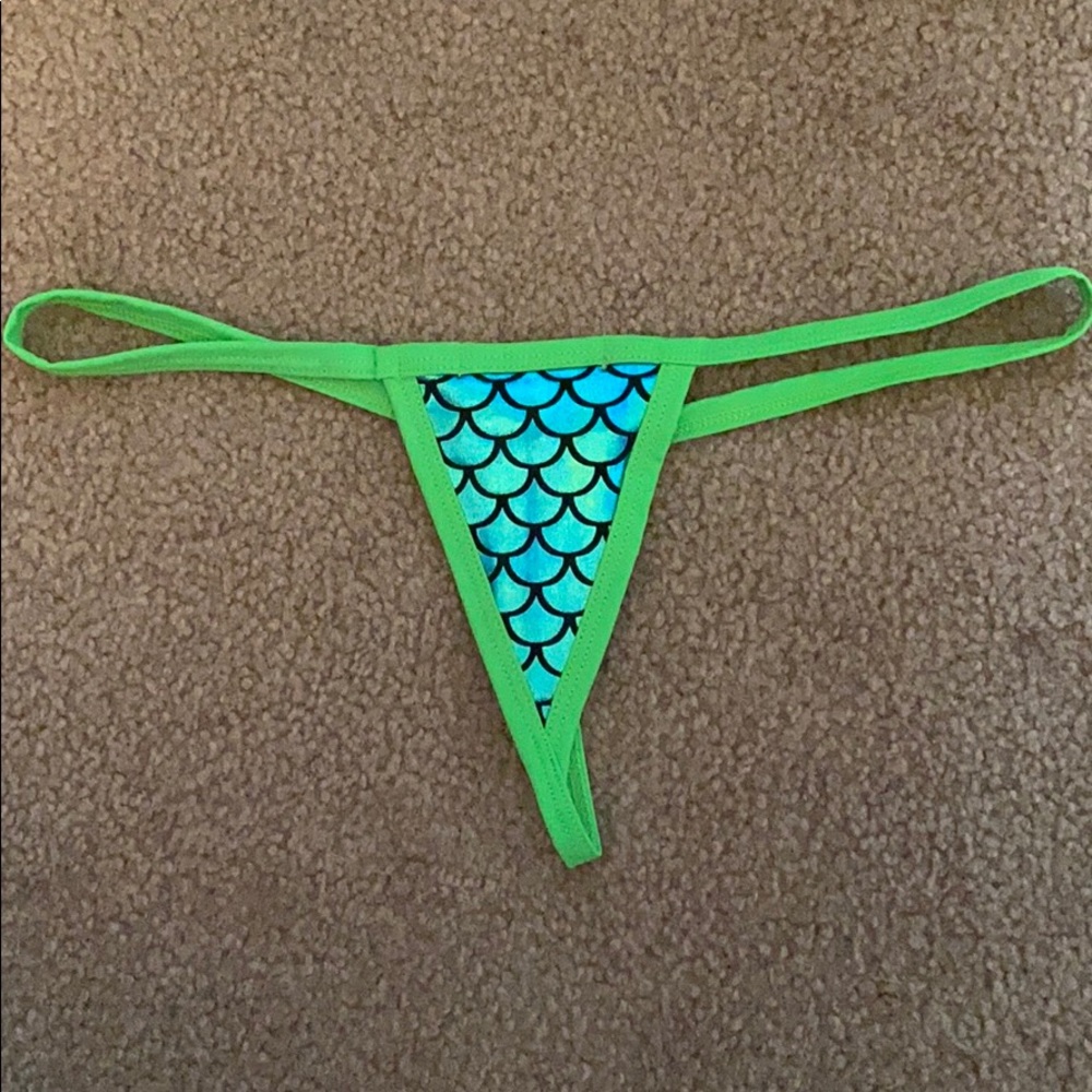 G String Mermaid Bikini Set - LIME - Picture 2 of 6